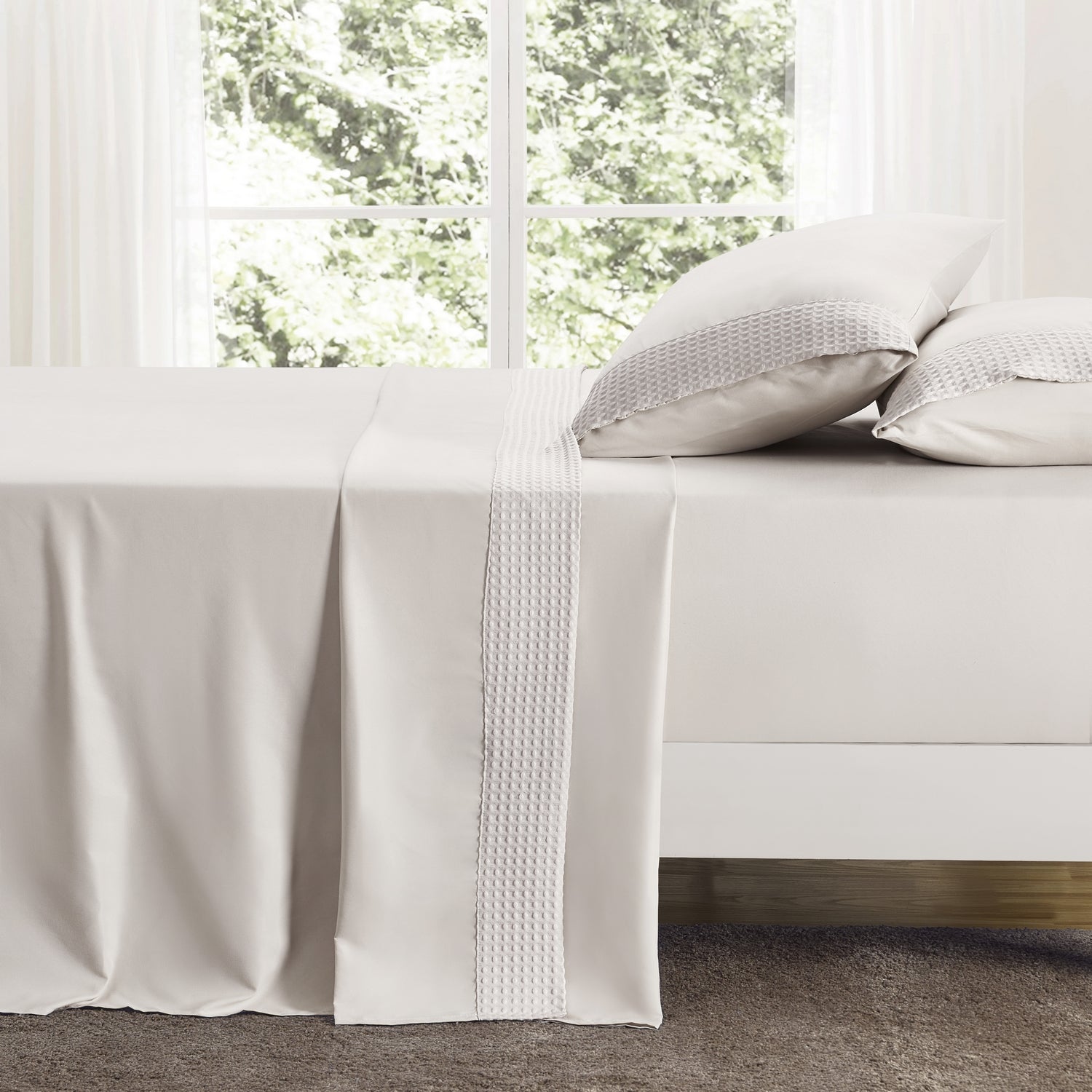 Kathy Ireland 4 Piece Waffle Hem Sheet Set