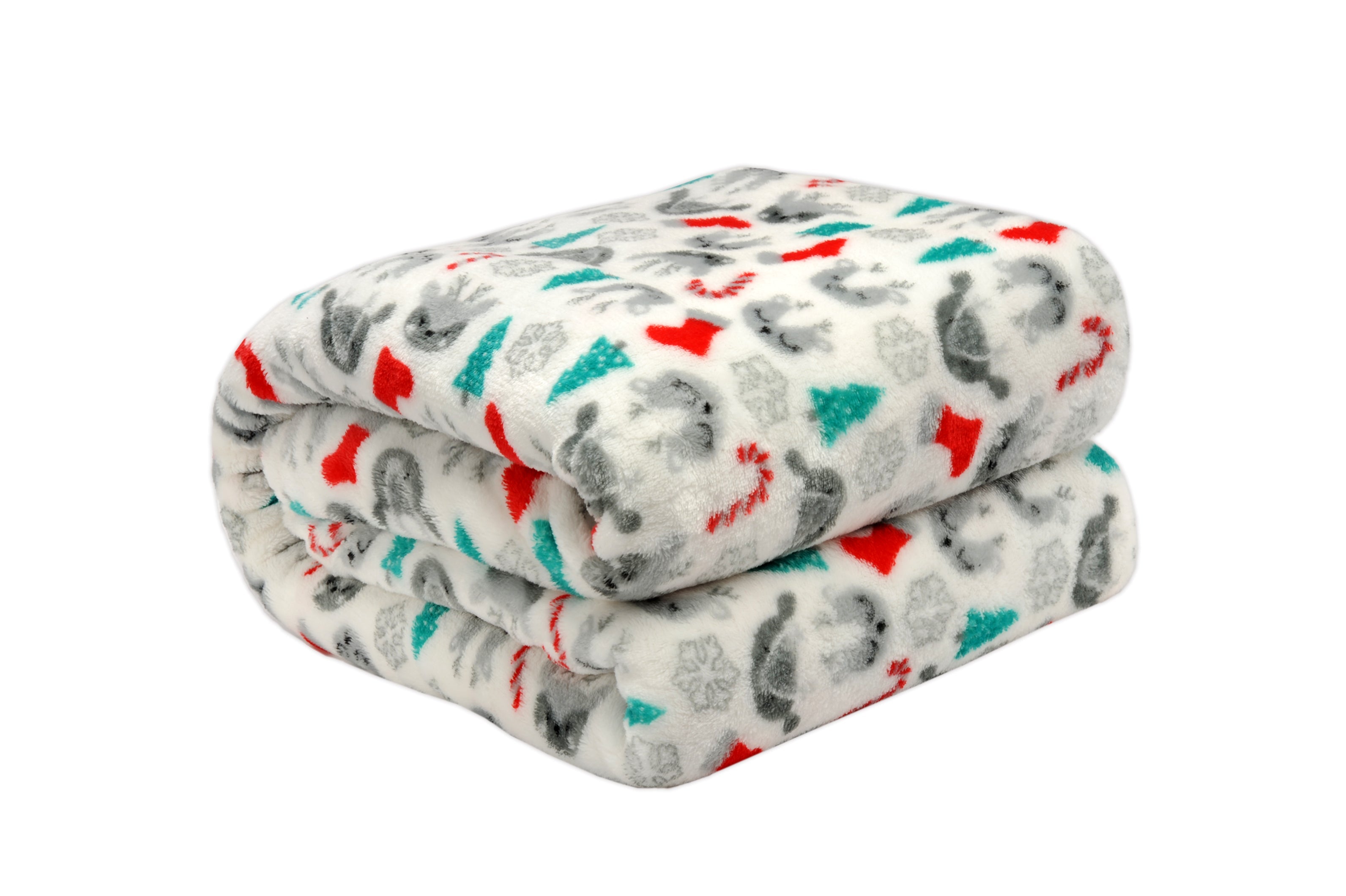 Kathy Ireland Holiday Print Plush Flannel Throw Blanket