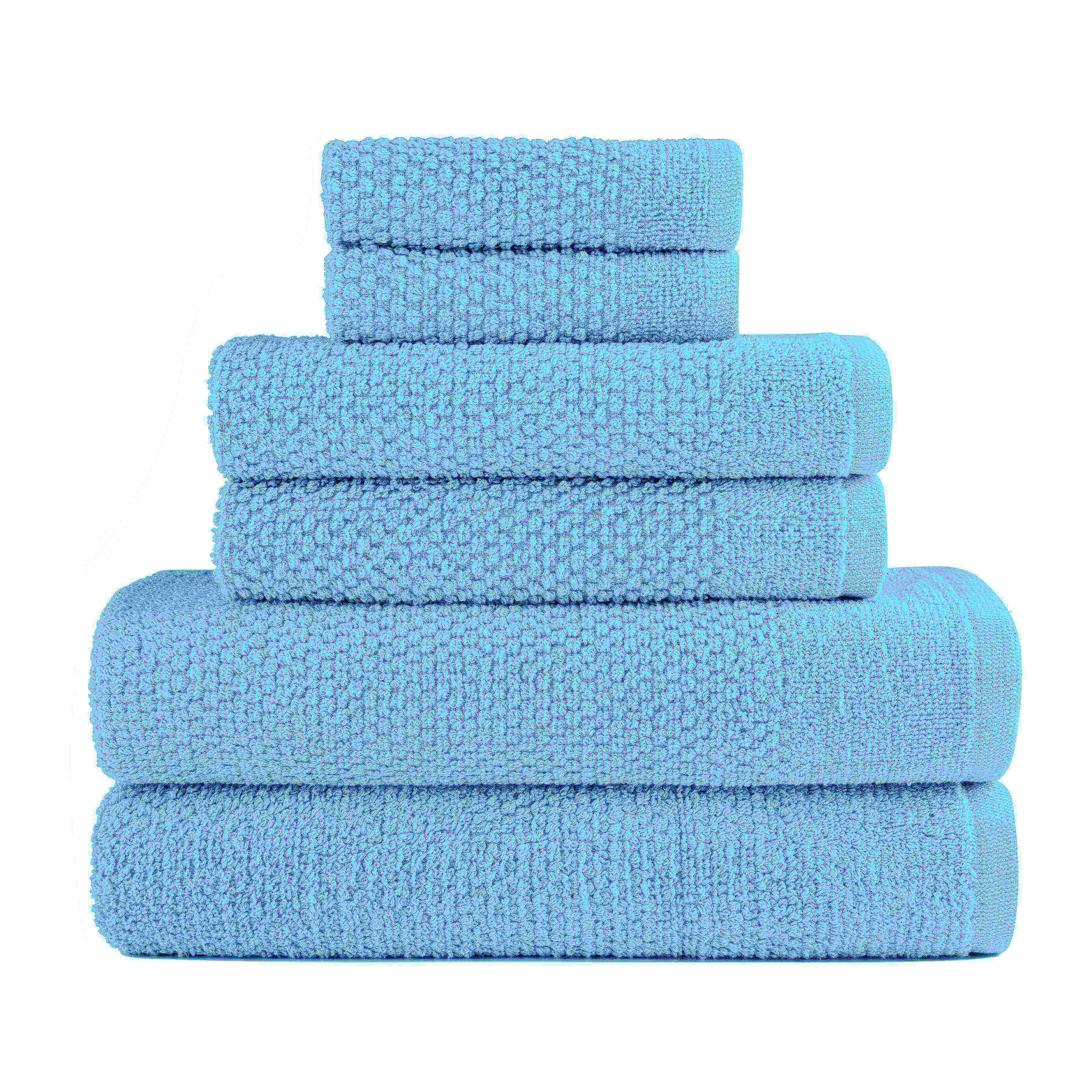 Dan River 6 Piece Popcorn Cotton Bath Towel Set.