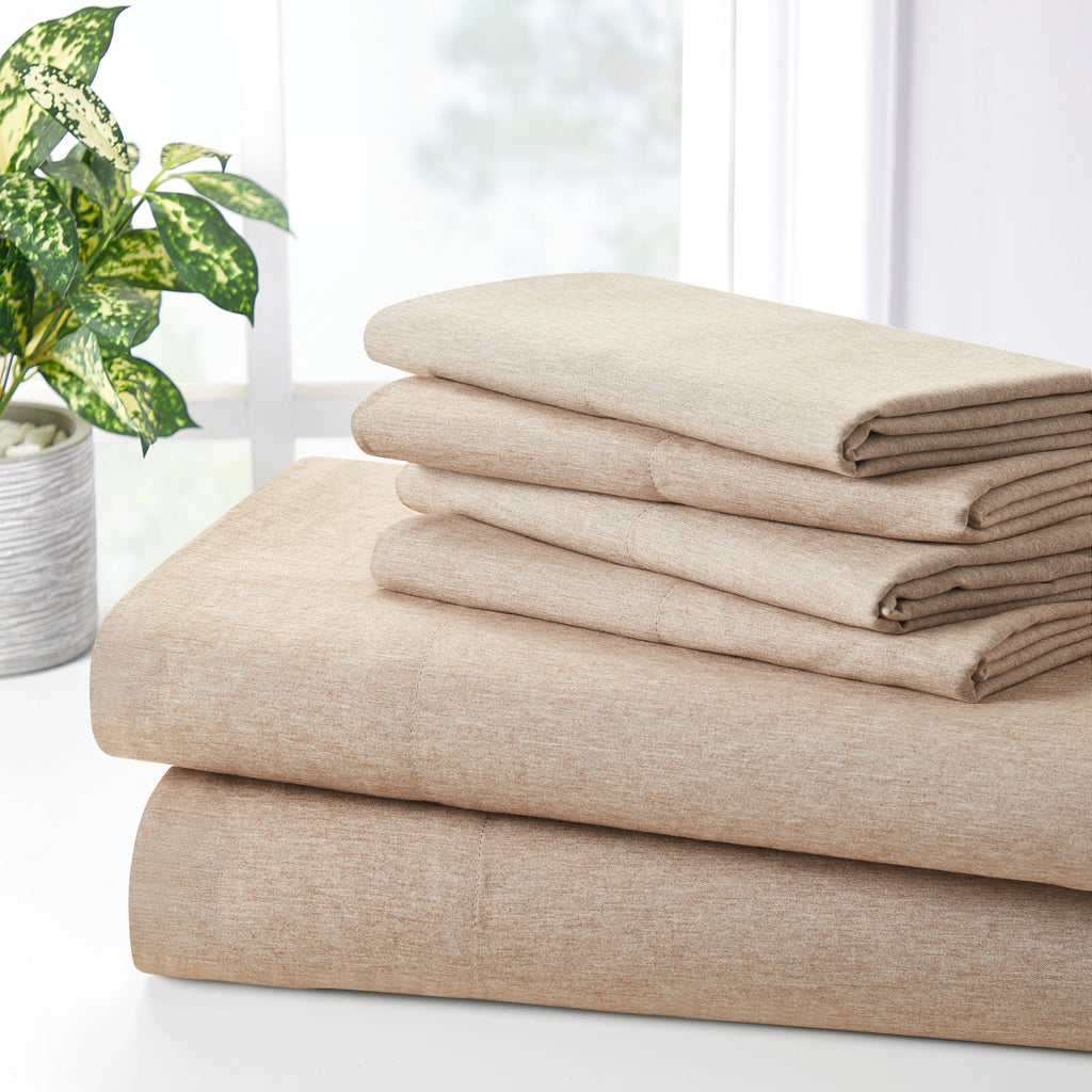 Bamboo 2000 Thread Count 6-Piece Chambray Sheet Set with SnugGrip