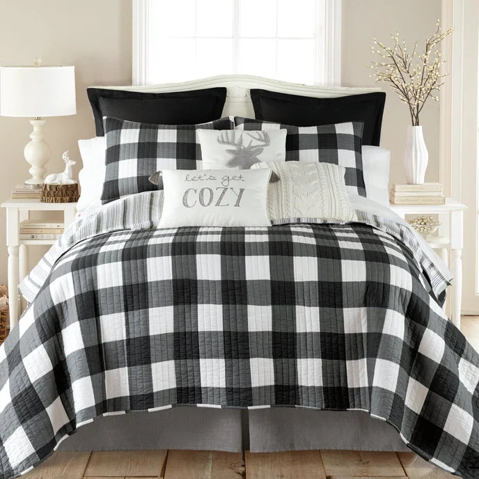 Camden Quilt Set - Checkered Quilt Sets - Black & White Checks