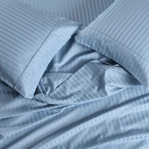 CinchFit Split Top King Sheets - No Tear 600TC Cotton Stripe Cord Elastic American Made Sheets - Quahog Bay Bedding