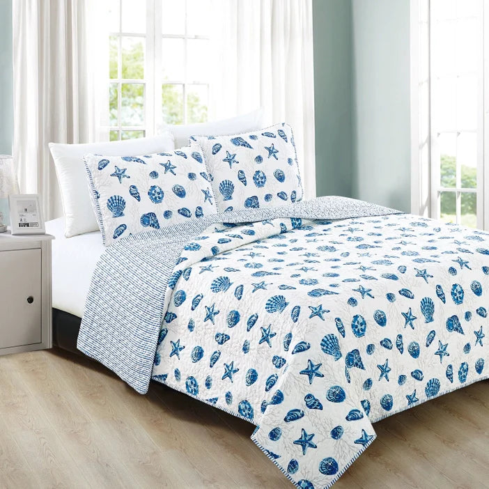 Universal V Berth Coastal Blue Bali Quilt Set 3PC Boat Bedding Set
