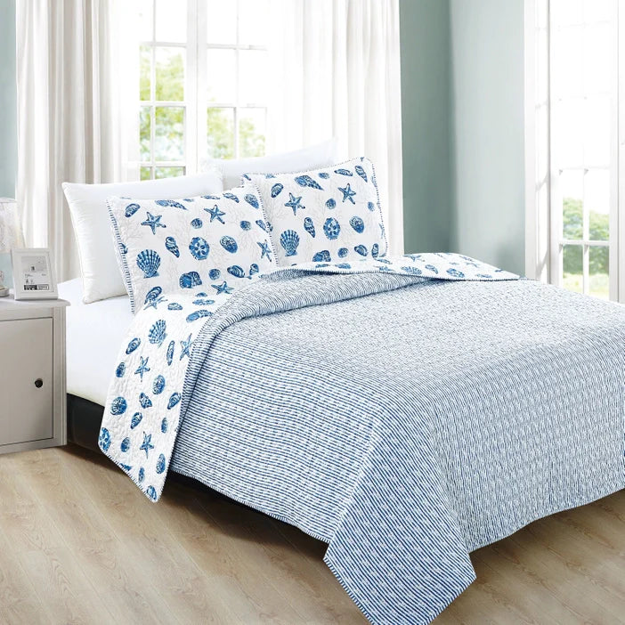 Universal V Berth Coastal Blue Bali Quilt Set 3PC Boat Bedding Set
