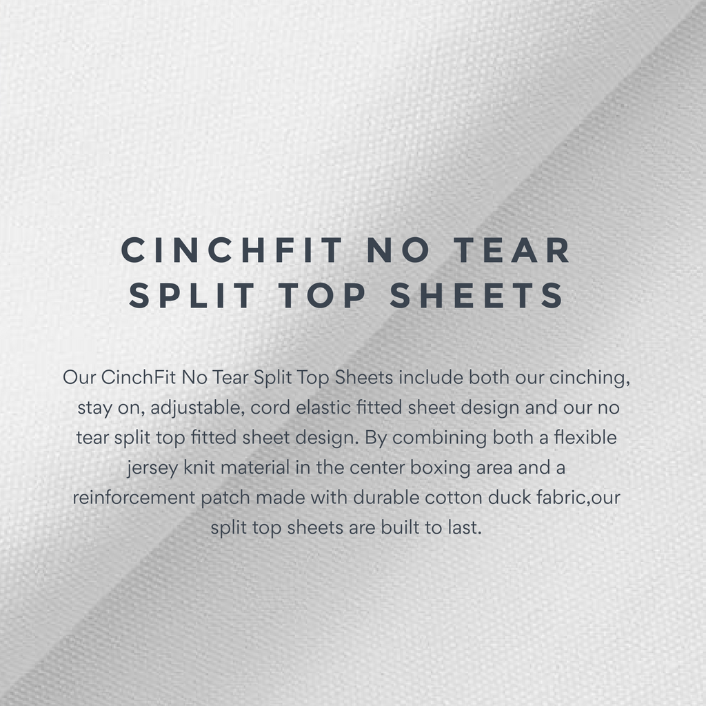 CinchFit American Made Split Top King Sheets - No Tear 650TC Cotton Blend Sheets