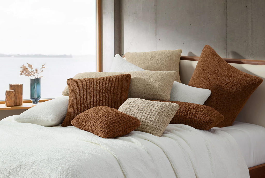 Luxury Two-Tone Ribbed Throw Pillow