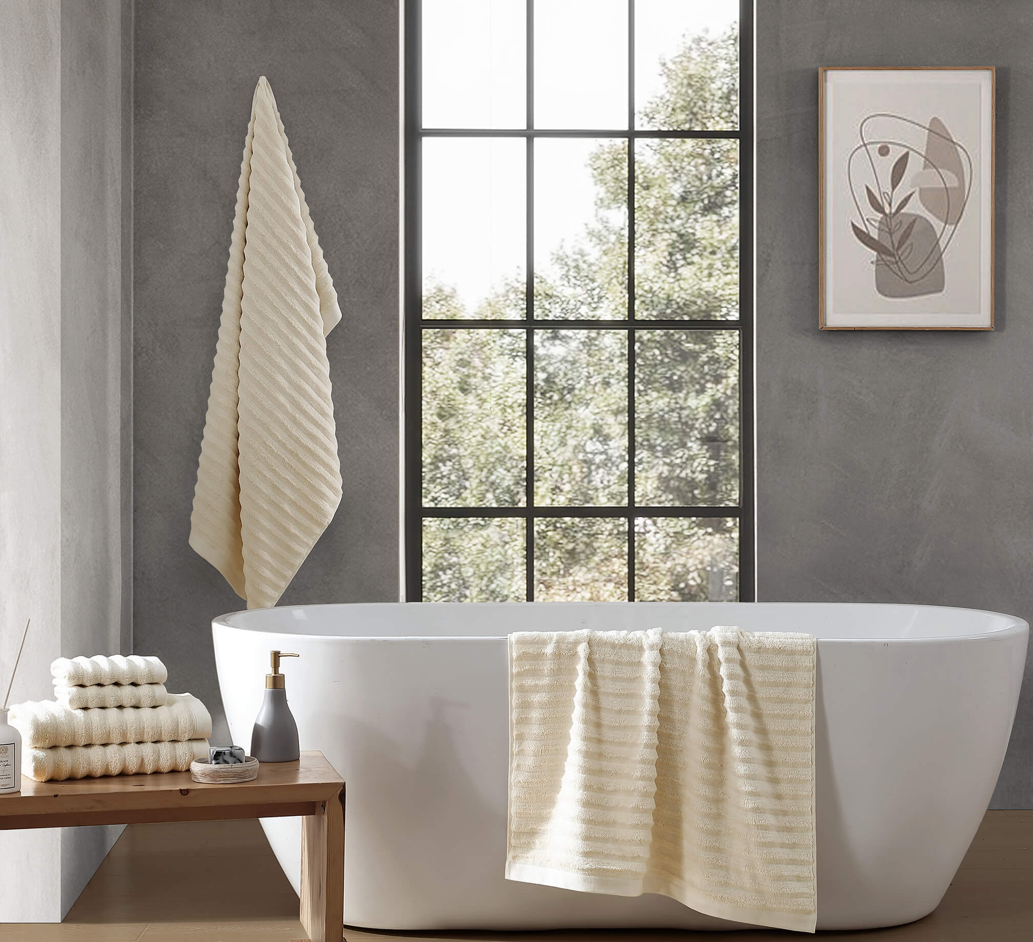 Luxury Turkish Cotton Rib Towel Set