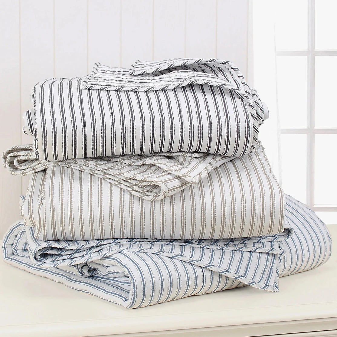 Universal V Berth Tobago Stripe Reversible Boat Quilt Set -  Boat Bedding