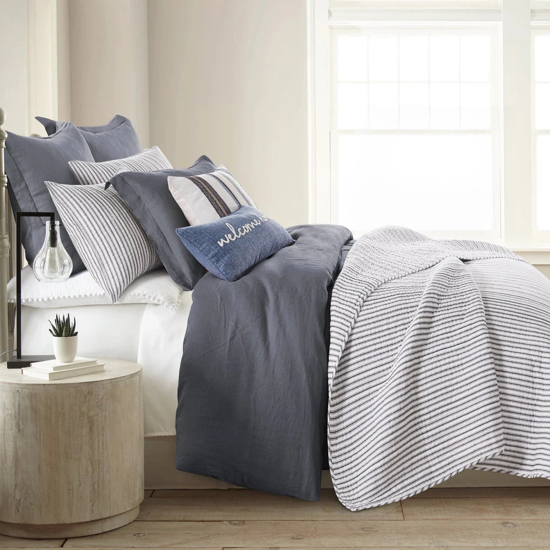 Universal V Berth Tobago Stripe Reversible Boat Quilt Set -  Boat Bedding