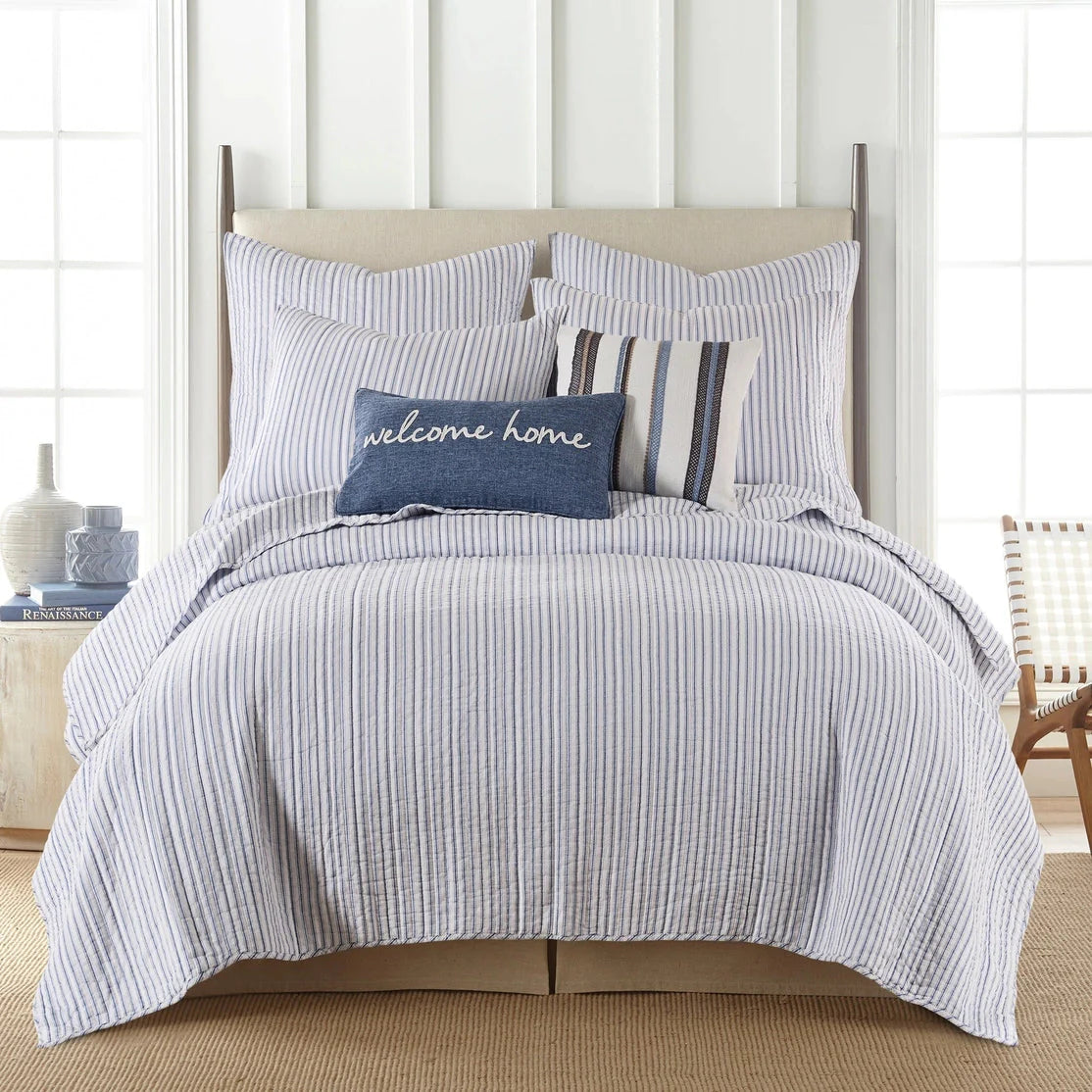 Universal V Berth Tobago Stripe Reversible Boat Quilt Set -  Boat Bedding