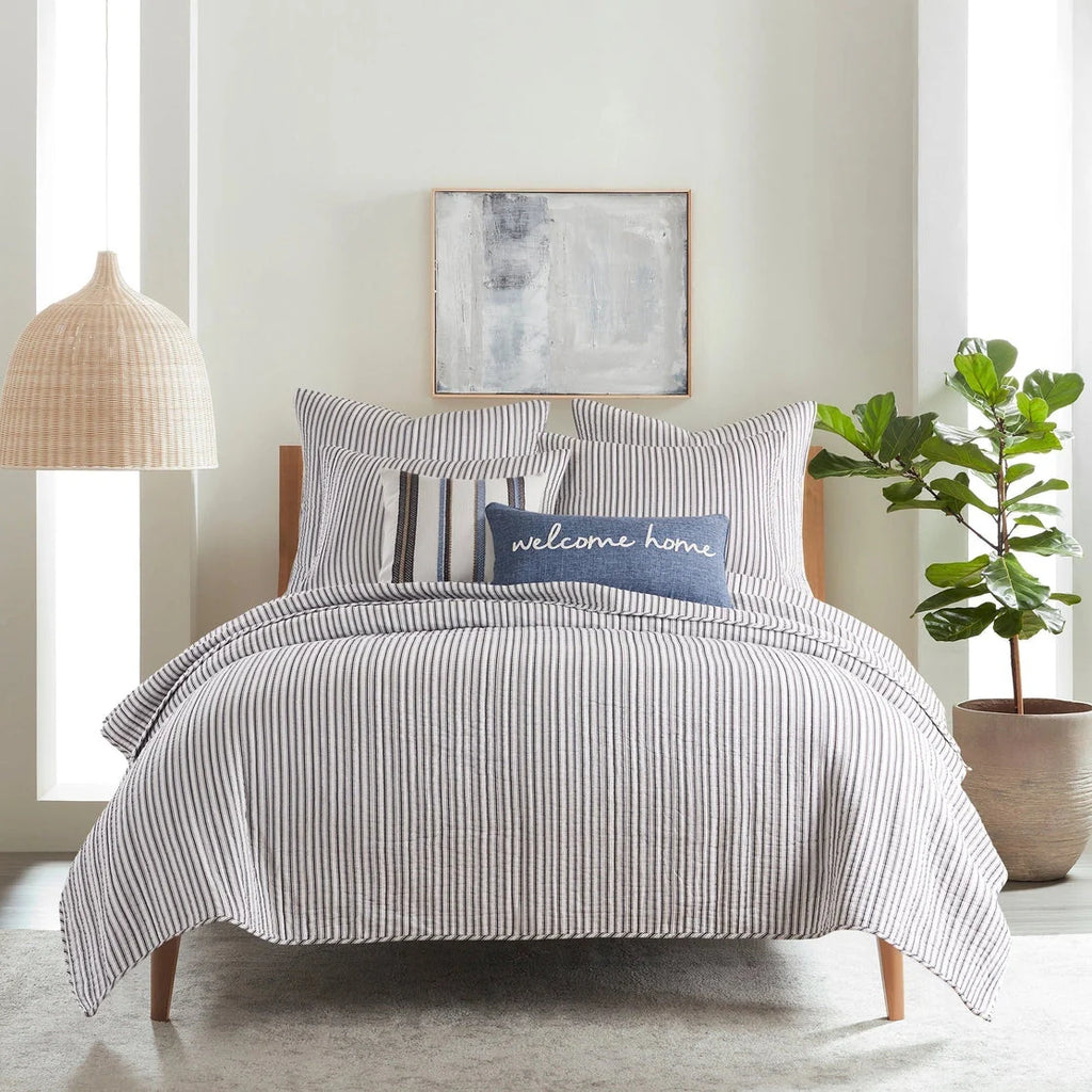 Universal V Berth Tobago Stripe Reversible Boat Quilt Set -  Boat Bedding