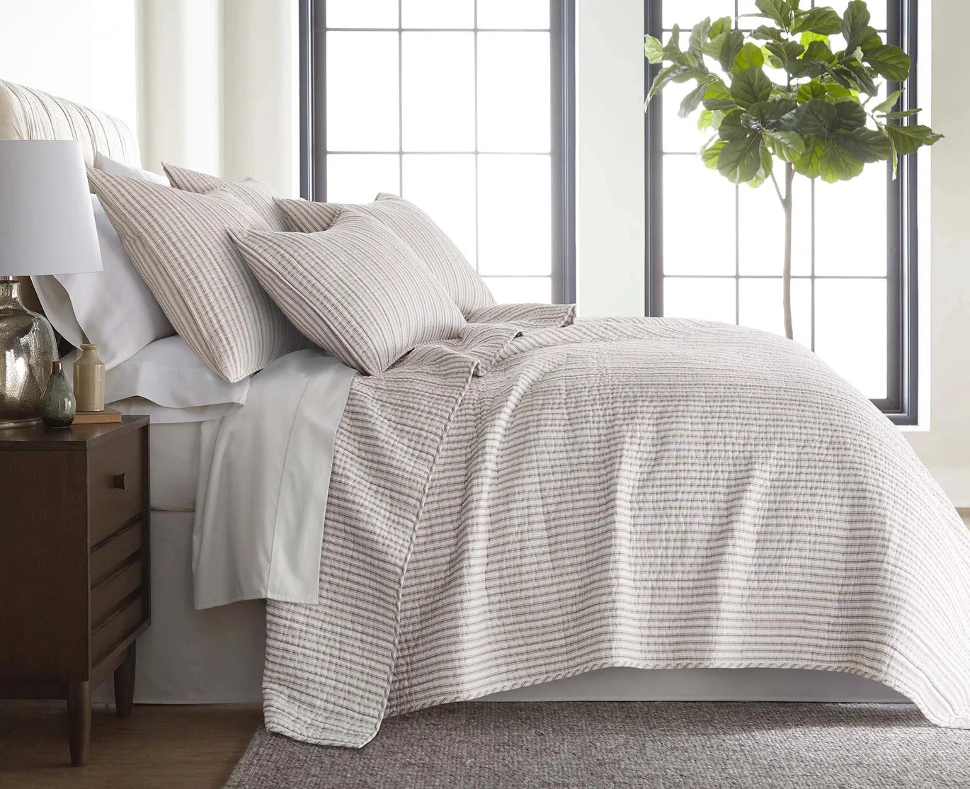 Universal V Berth Tobago Stripe Reversible Boat Quilt Set -  Boat Bedding