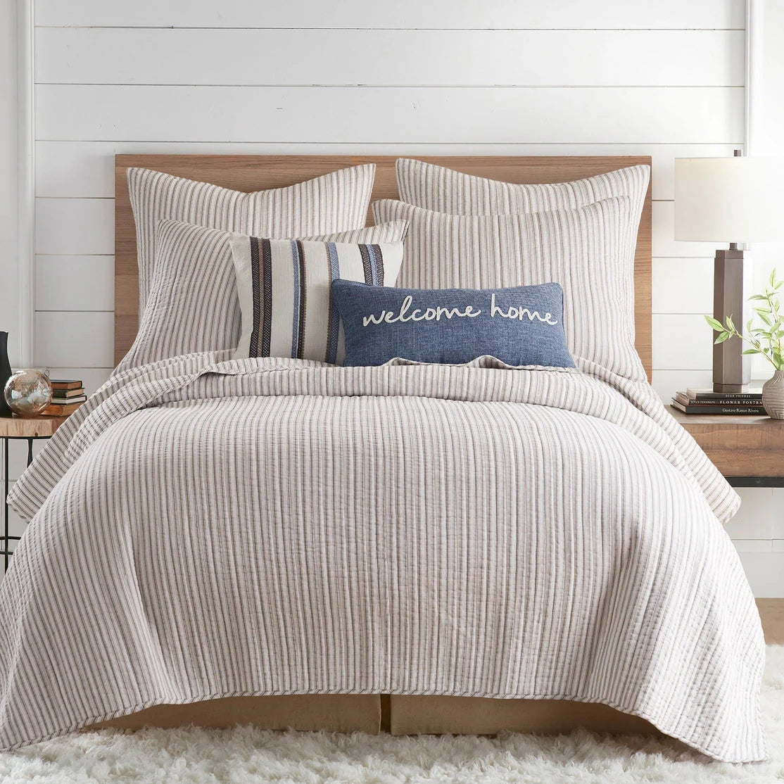 Universal V Berth Tobago Stripe Reversible Boat Quilt Set -  Boat Bedding
