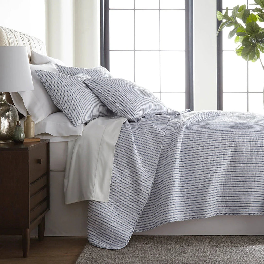 Universal V Berth Tobago Stripe Reversible Boat Quilt Set -  Boat Bedding