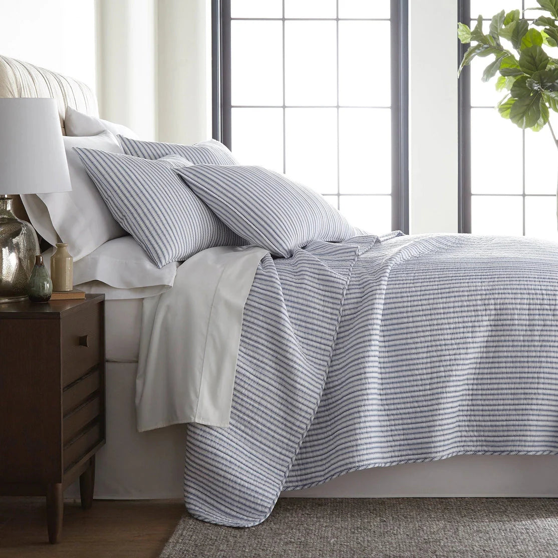 Universal V Berth Tobago Stripe Reversible Boat Quilt Set -  Boat Bedding