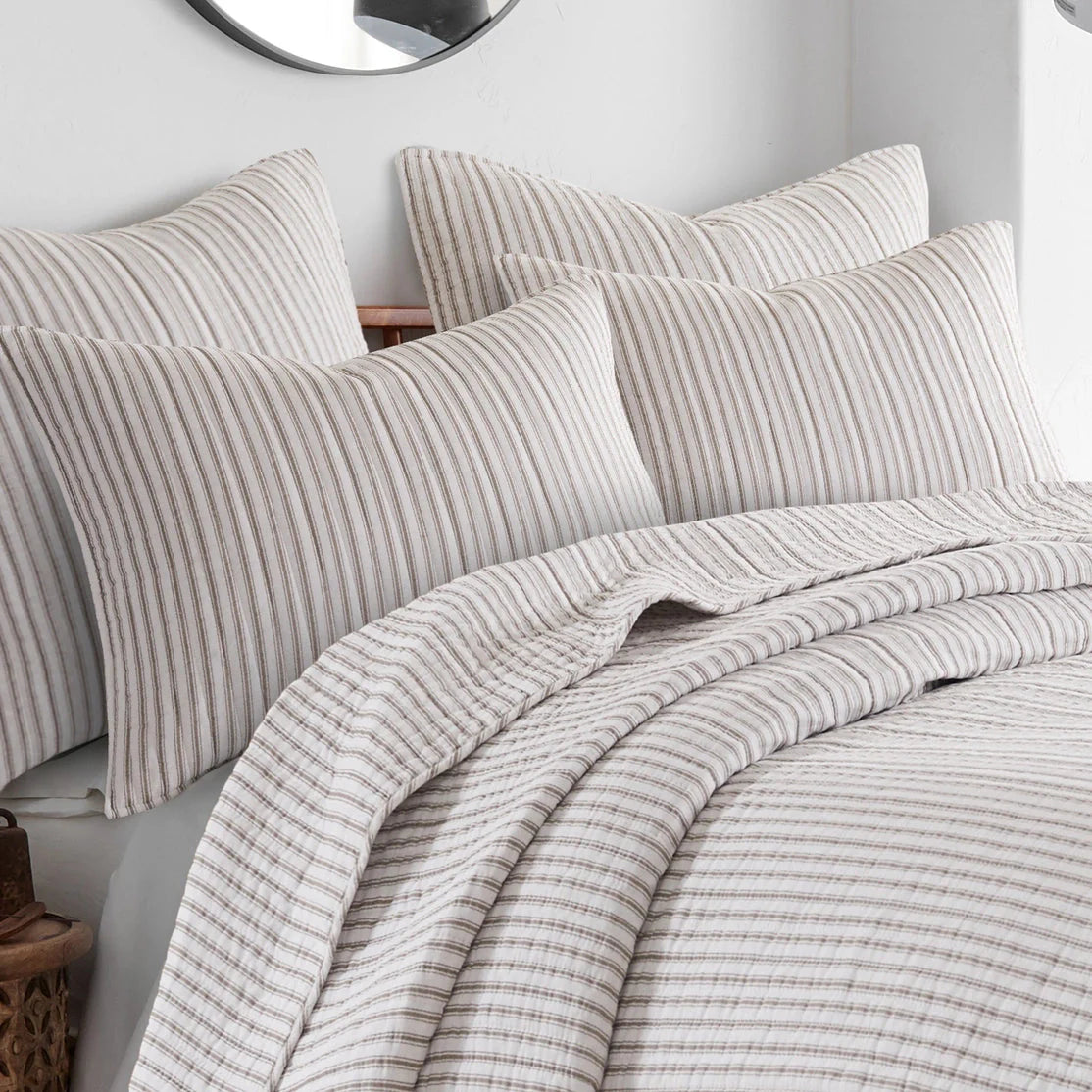 Universal V Berth Tobago Stripe Reversible Boat Quilt Set -  Boat Bedding