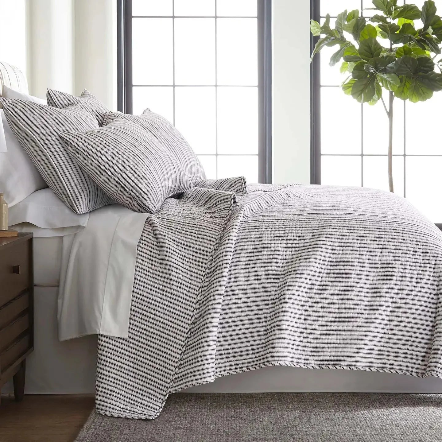 Universal V Berth Tobago Stripe Reversible Boat Quilt Set -  Boat Bedding