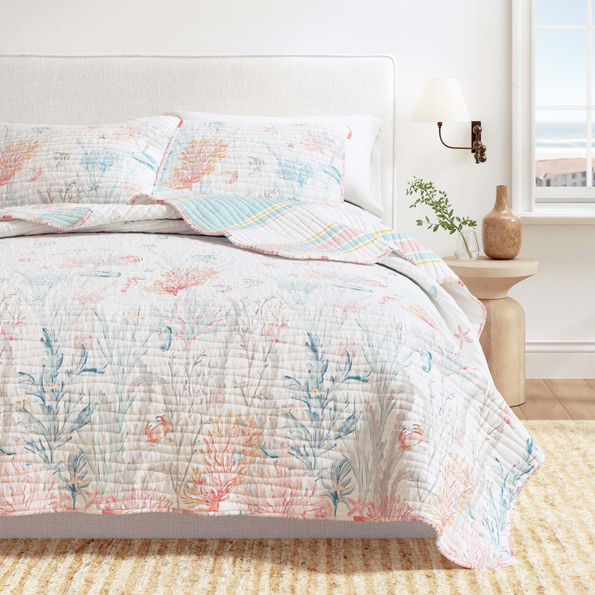 Coastal Coral Reef Quilt Set - Coastal Coral Themed Bedding