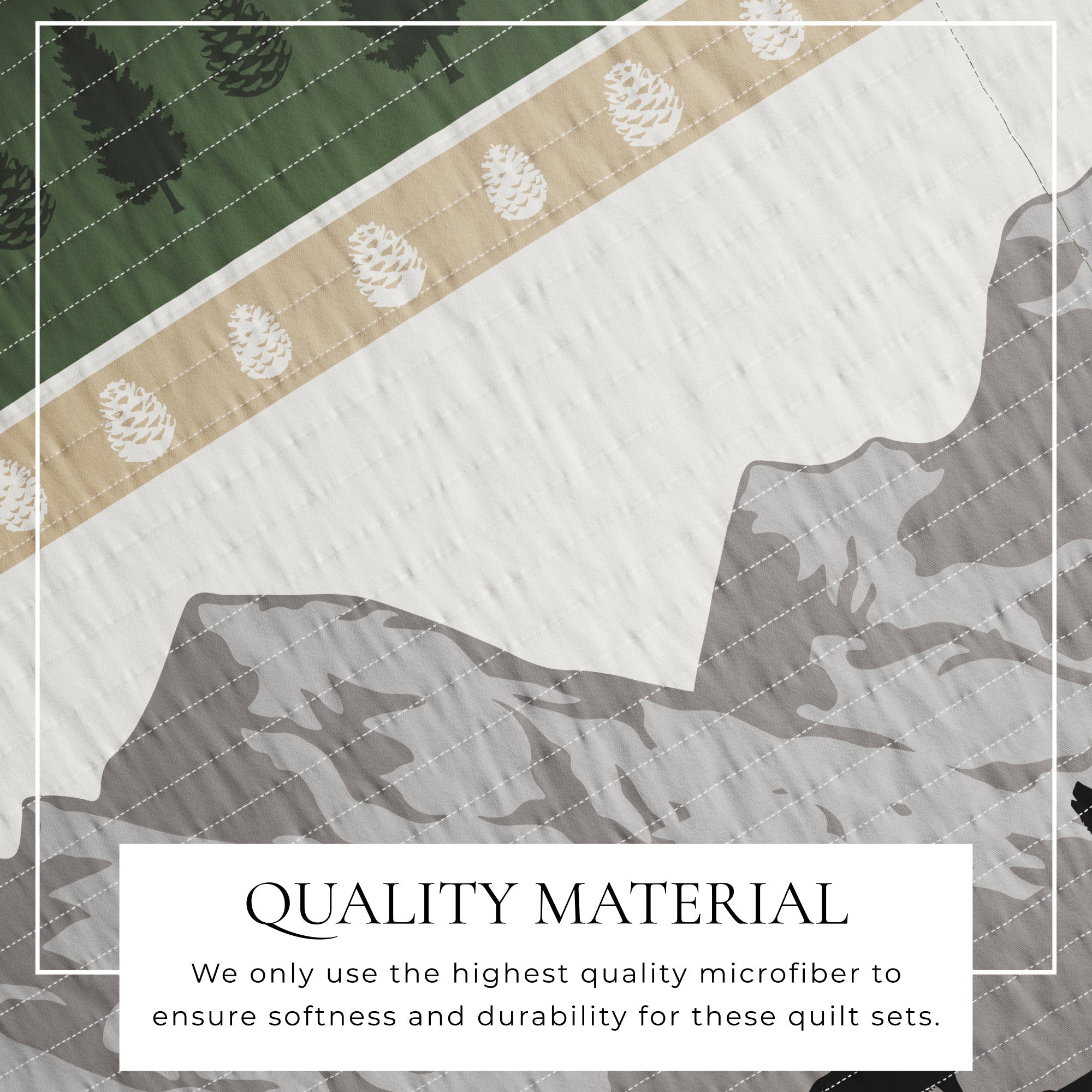 "Lodge Quilt - Green With Bears, Woods & Mountains"
