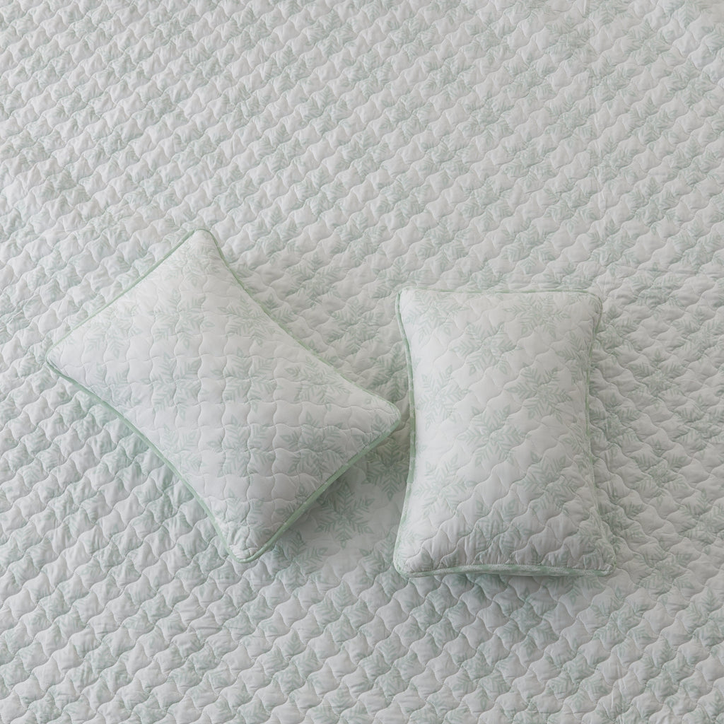 Aqua Blue Snowflake Quilt - Coastal Christmas Bedding