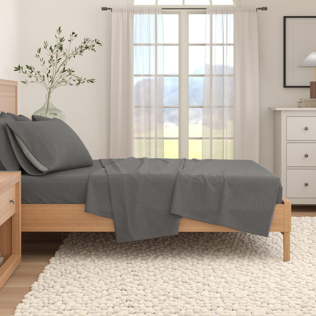 Heathered Solid Cotton Blend Flannel Sheets - Solid Cotton Flannel Sheets