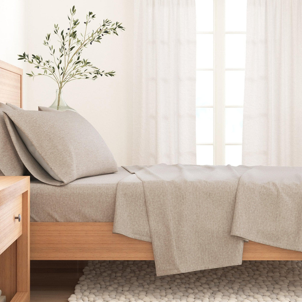 Heathered Solid Cotton Blend Flannel Sheets - Solid Cotton Flannel Sheets