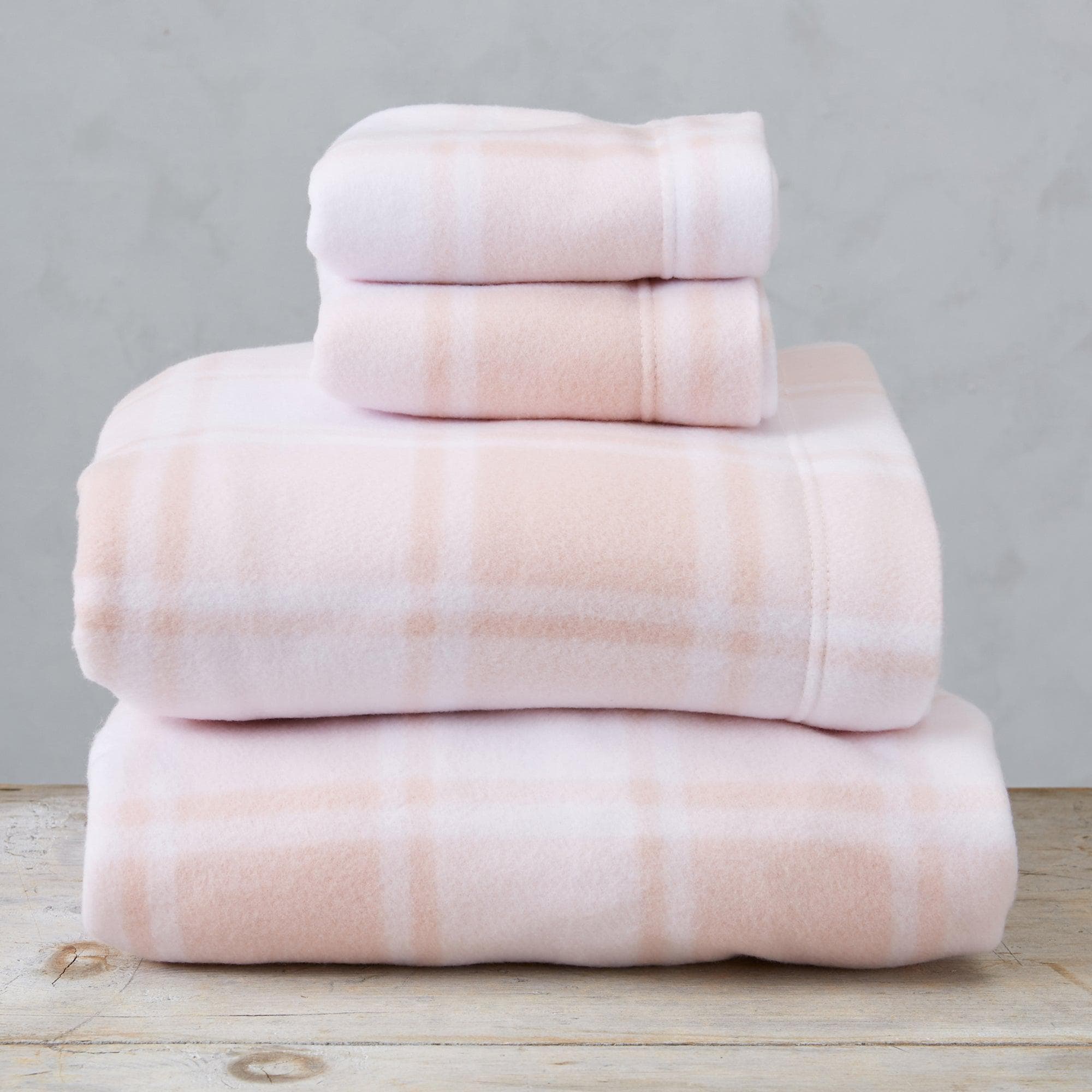 "Plaid Fleece Sheet Sets - Navy Blue, Grey, Red & Black"