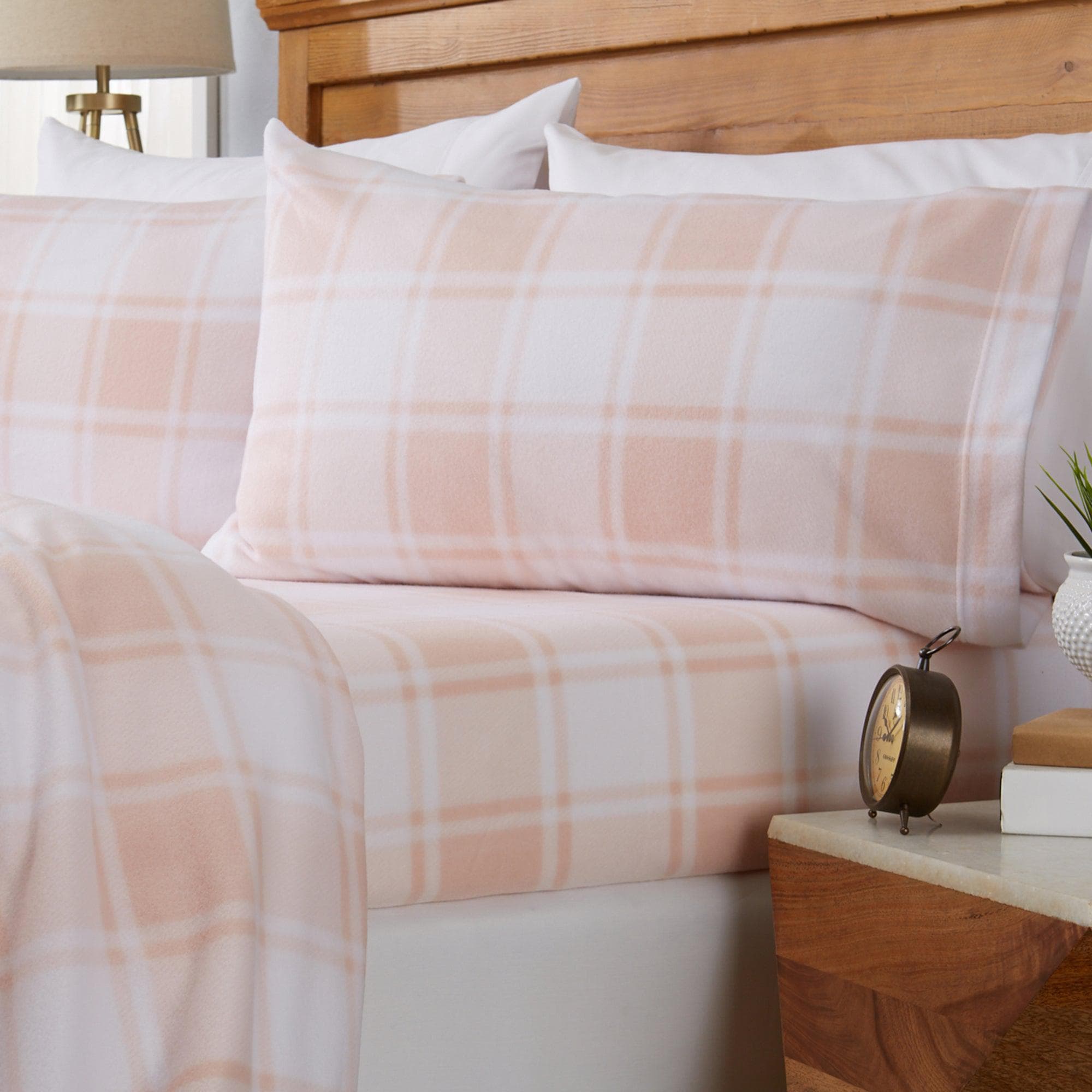 "Plaid Fleece Sheet Sets - Navy Blue, Grey, Red & Black"