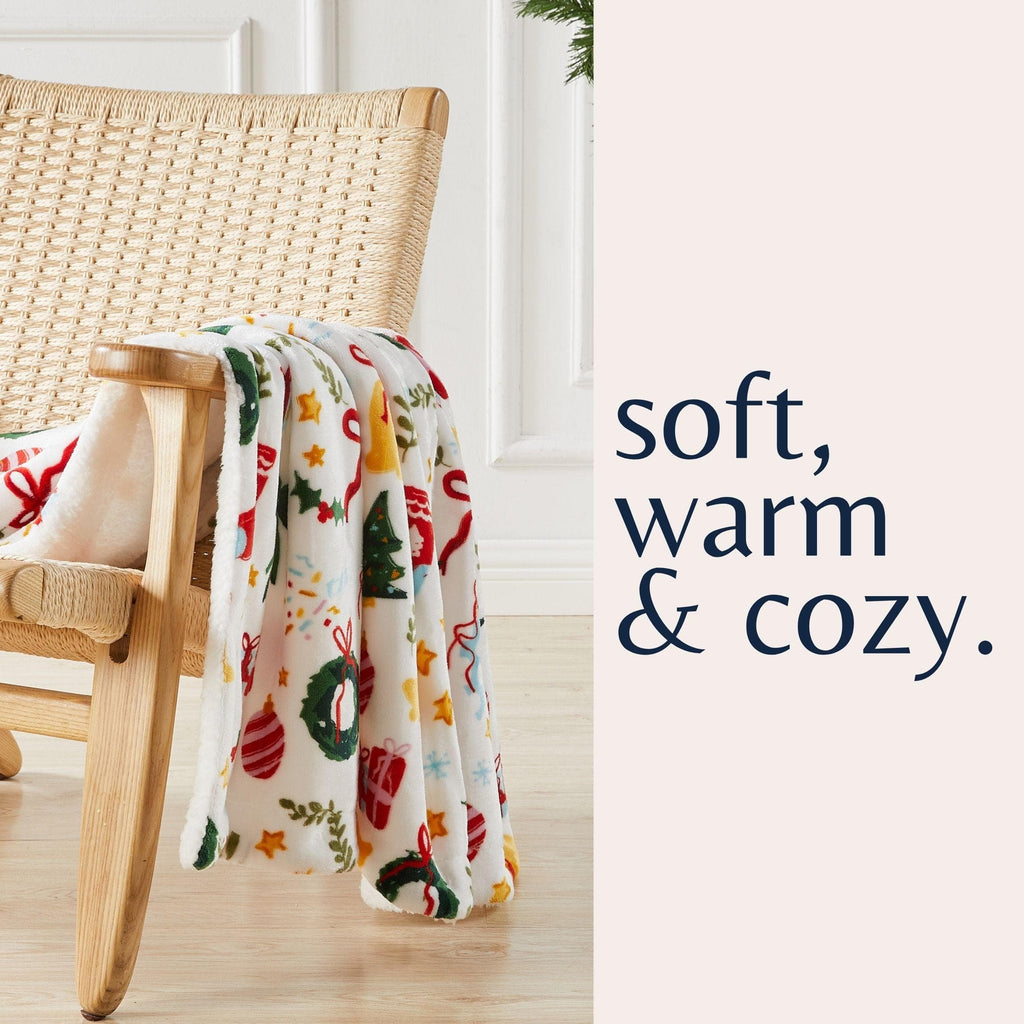 Christmas Sherpa Throw Blanket - Festive Christmas Themed Bedding