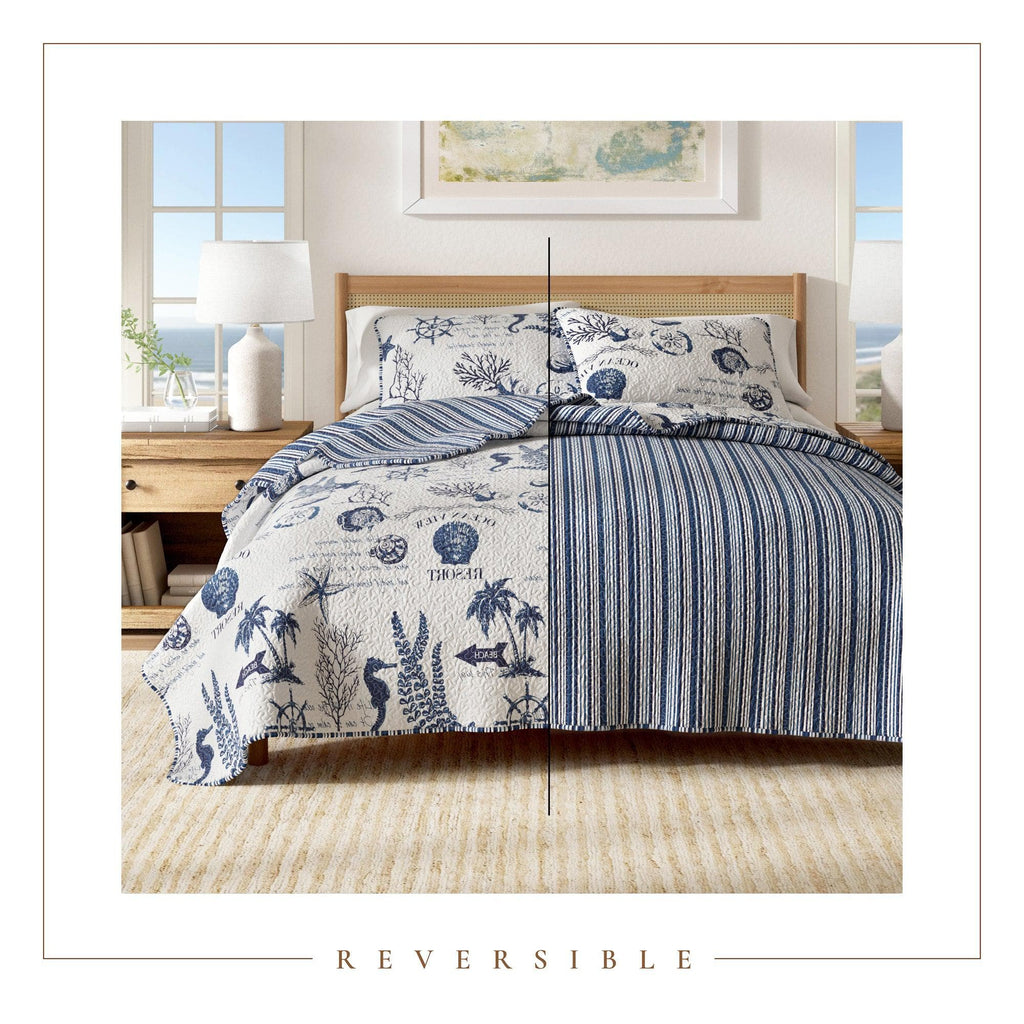 Universal V Berth Coastal Catalina Quilt Set 3PC Boat Bedding Set