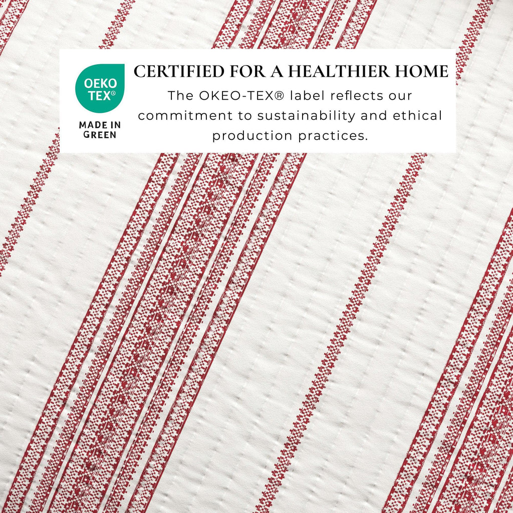 "Coastal Stripe Quilt - White Quilt With Navy, Red, Green Or Grey Stripes"