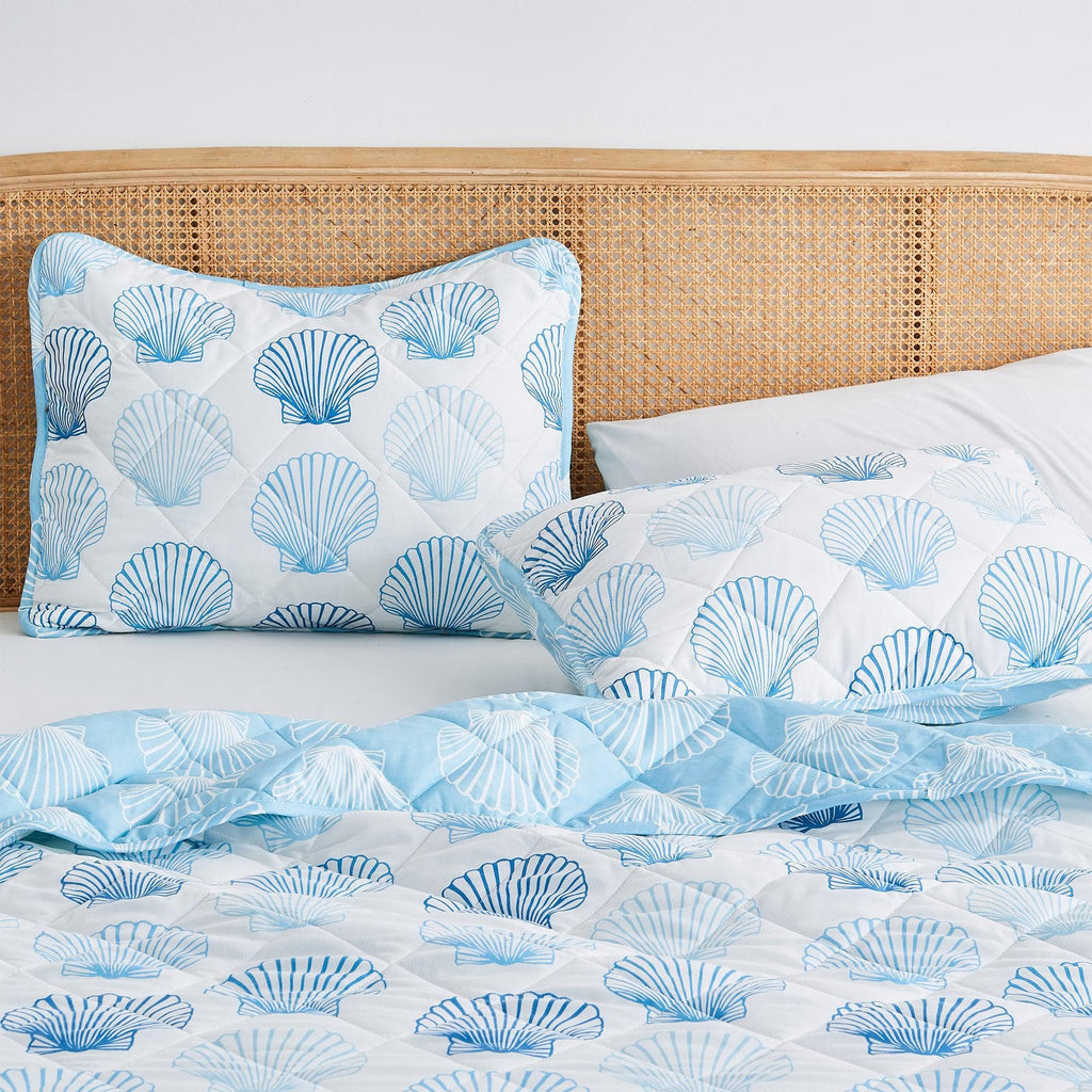 Coastal Blue Seashell Quilt Set - Coastal Quilts