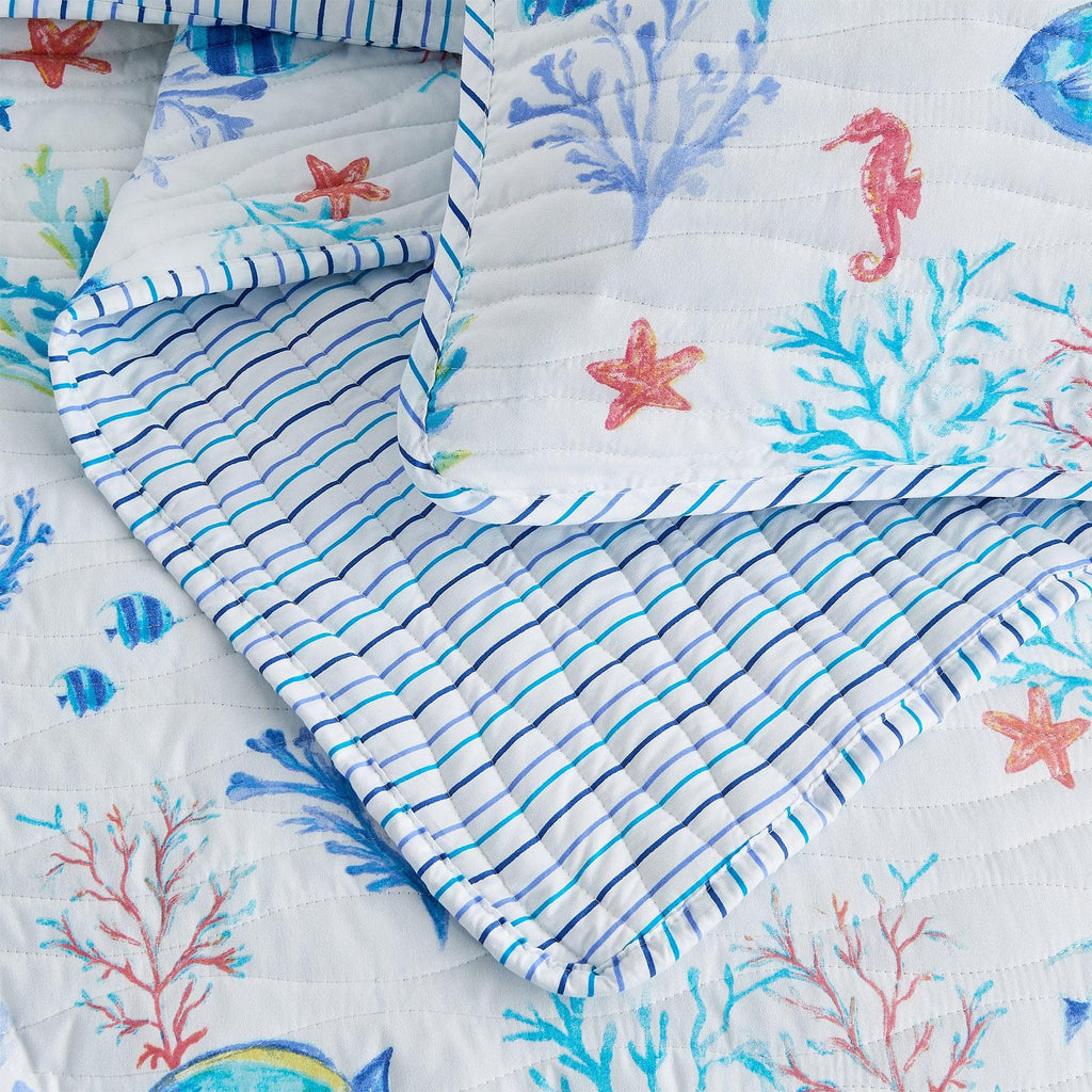Colorful Coral Coastal Seascape Quilt Set - Ryanne Collection