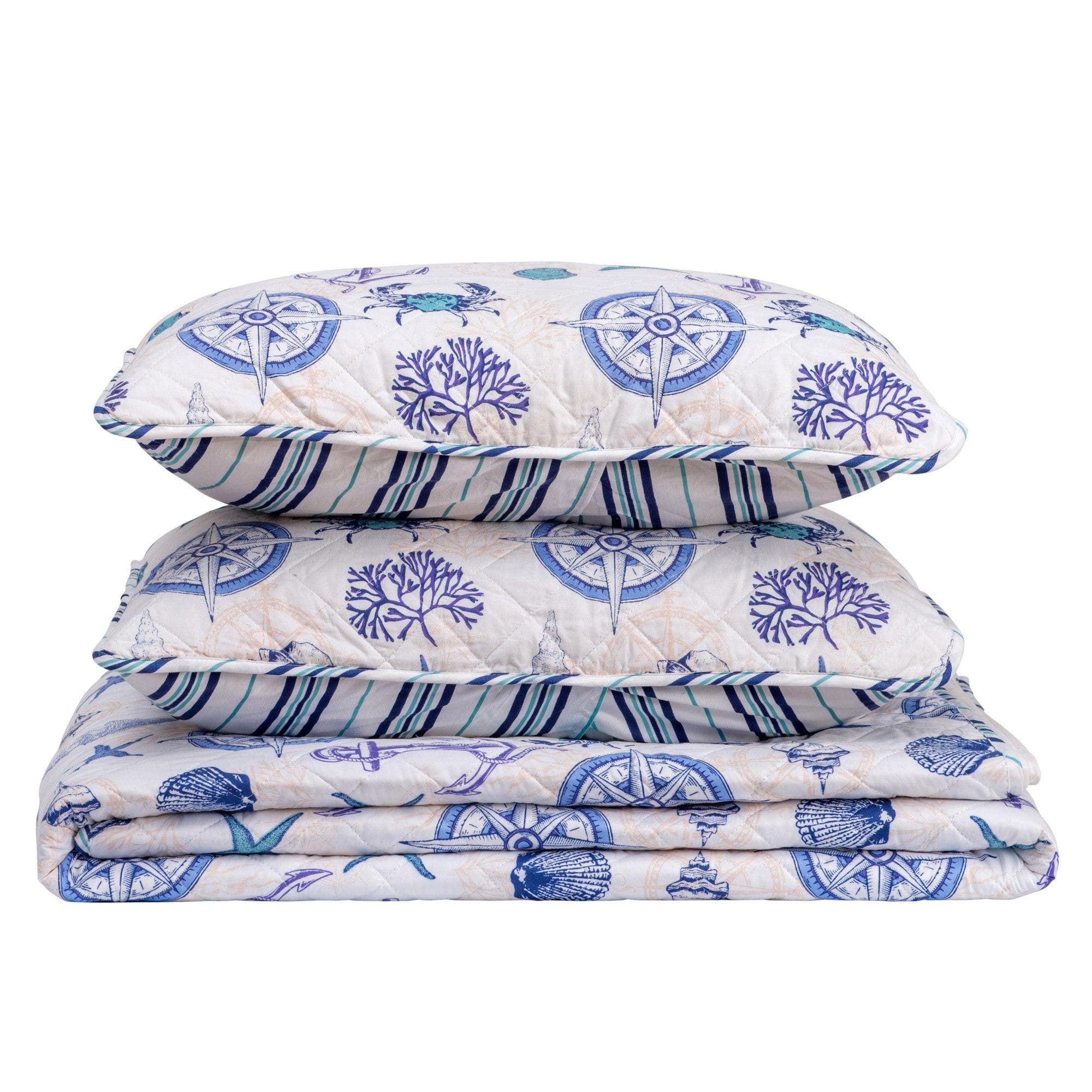 Universal V Berth Coastal Azure Quilt Set 3PC Boat Bedding Set