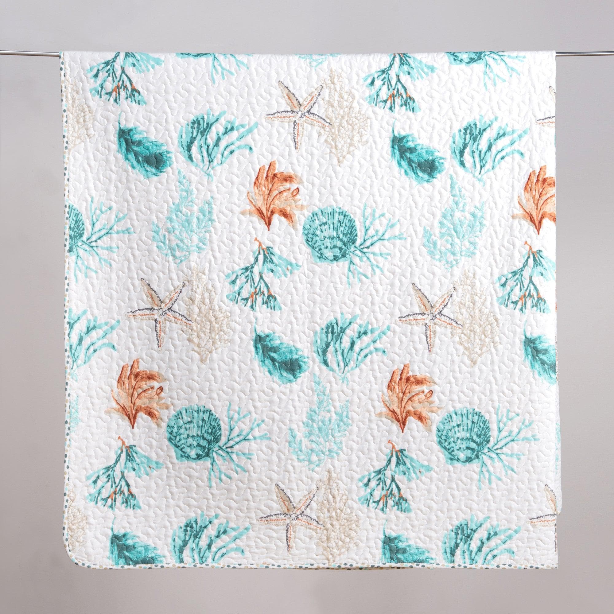 Key West Coral Quilt Set - Tropical Coastal Bedding Sets