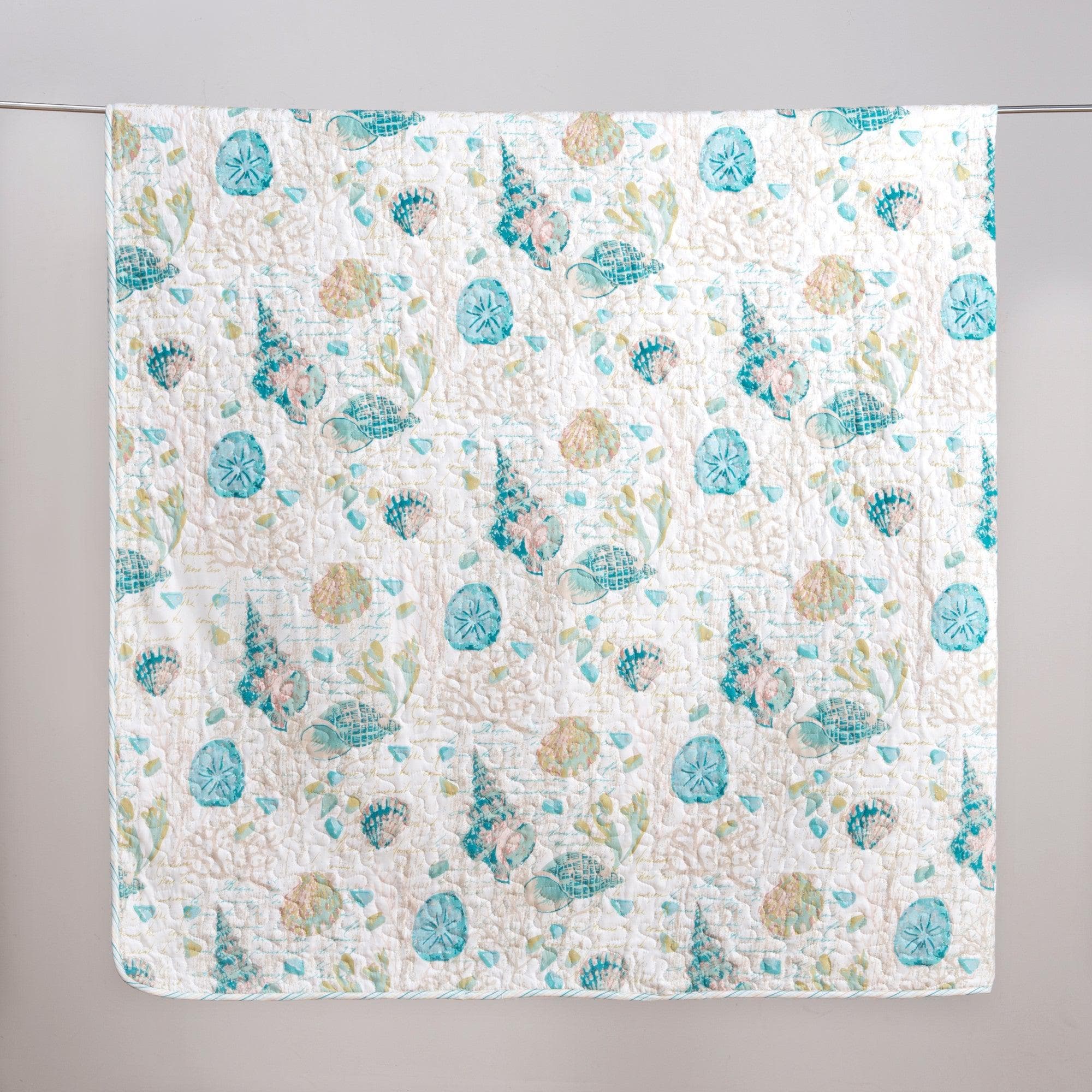 Seashell & Coral Quilt Set - Beachy Seashell Themed Bedding Sets