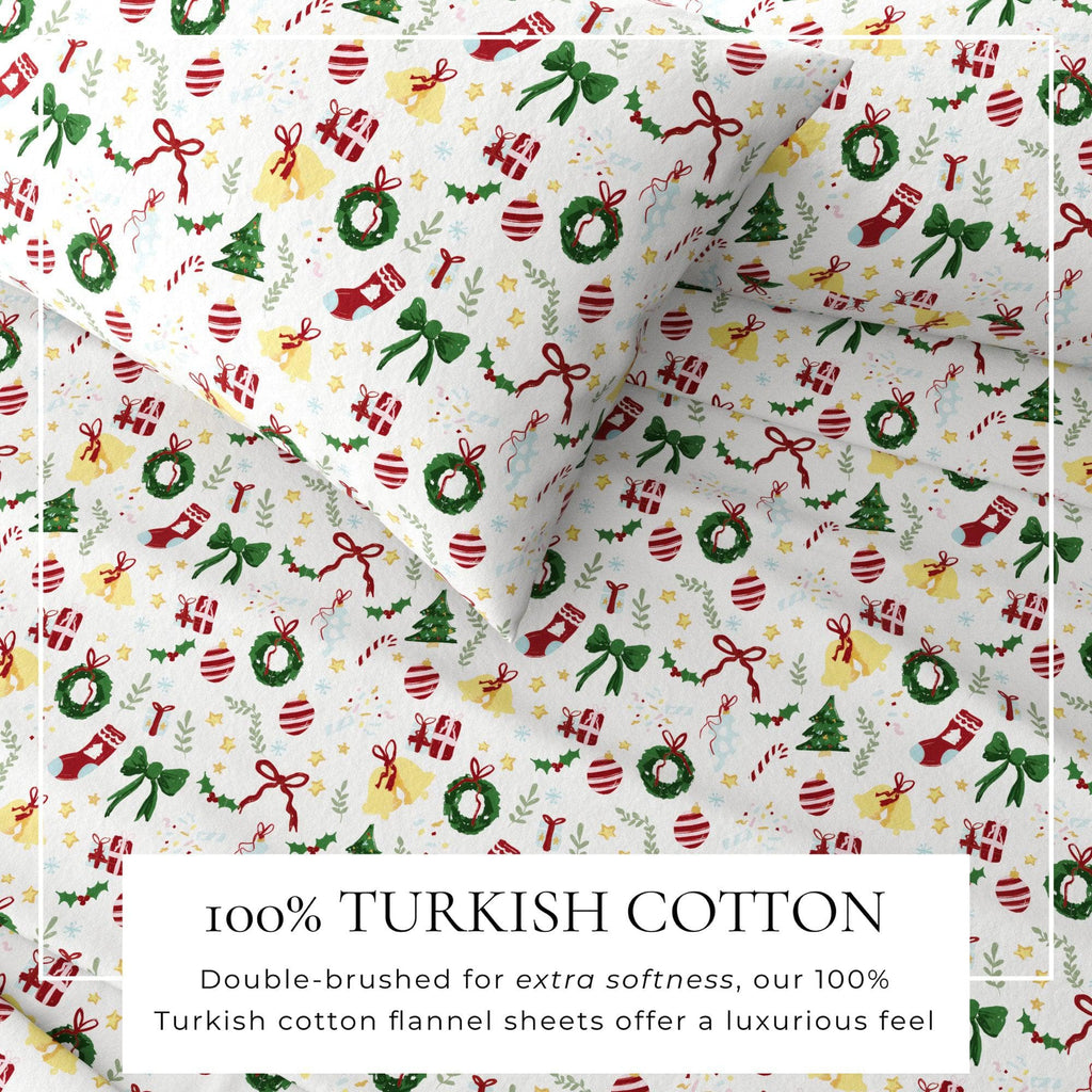 4-Piece Turkish Cotton Christmas Flannel Sheet - Christmas Sheets