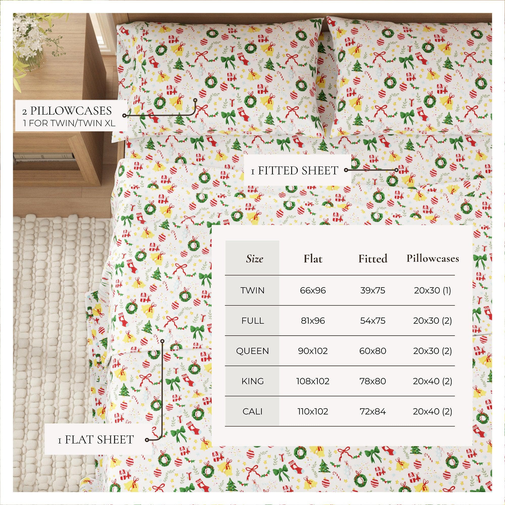 4-Piece Turkish Cotton Christmas Flannel Sheet - Christmas Sheets