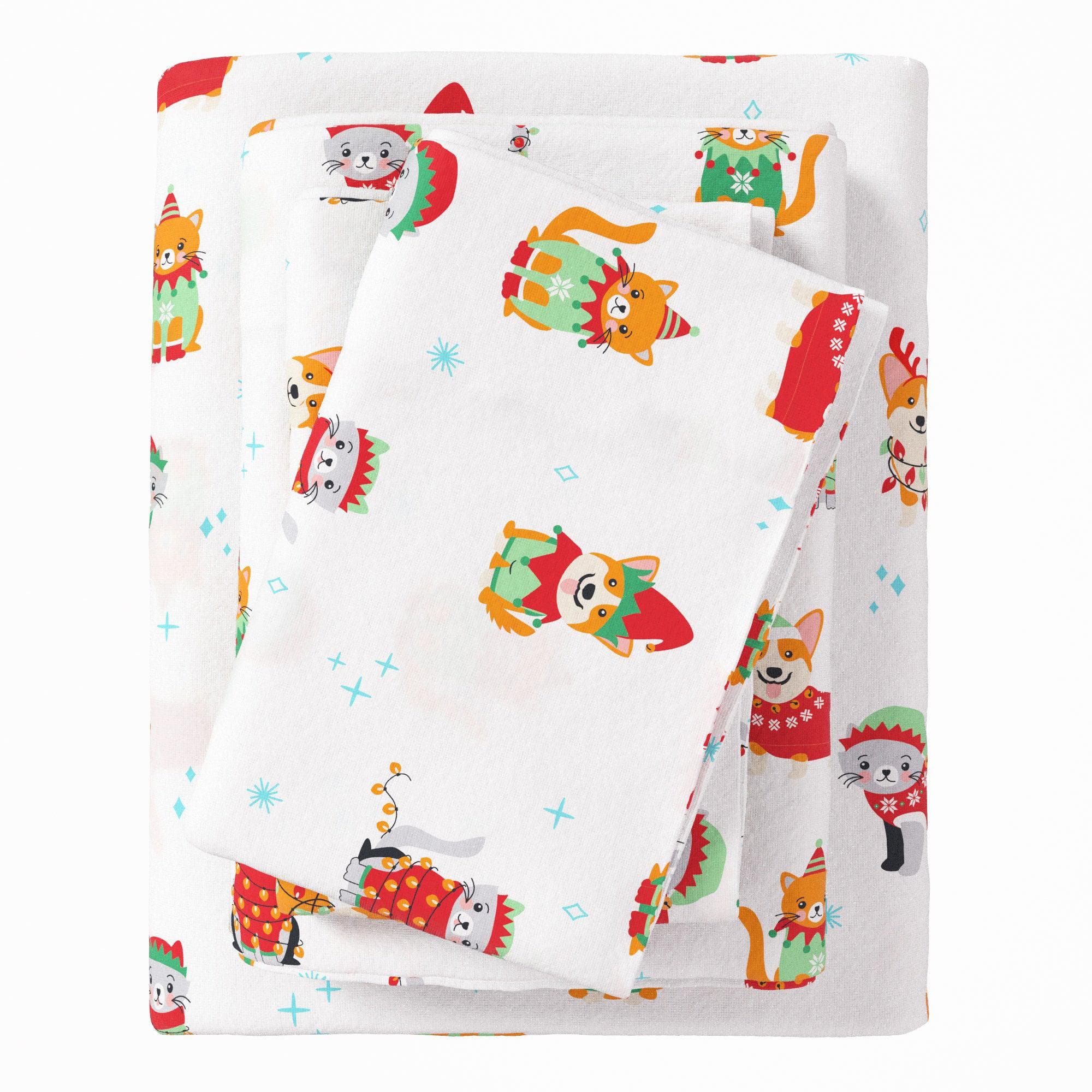 4-Piece Turkish Cotton Christmas Flannel Sheet - Christmas Sheets