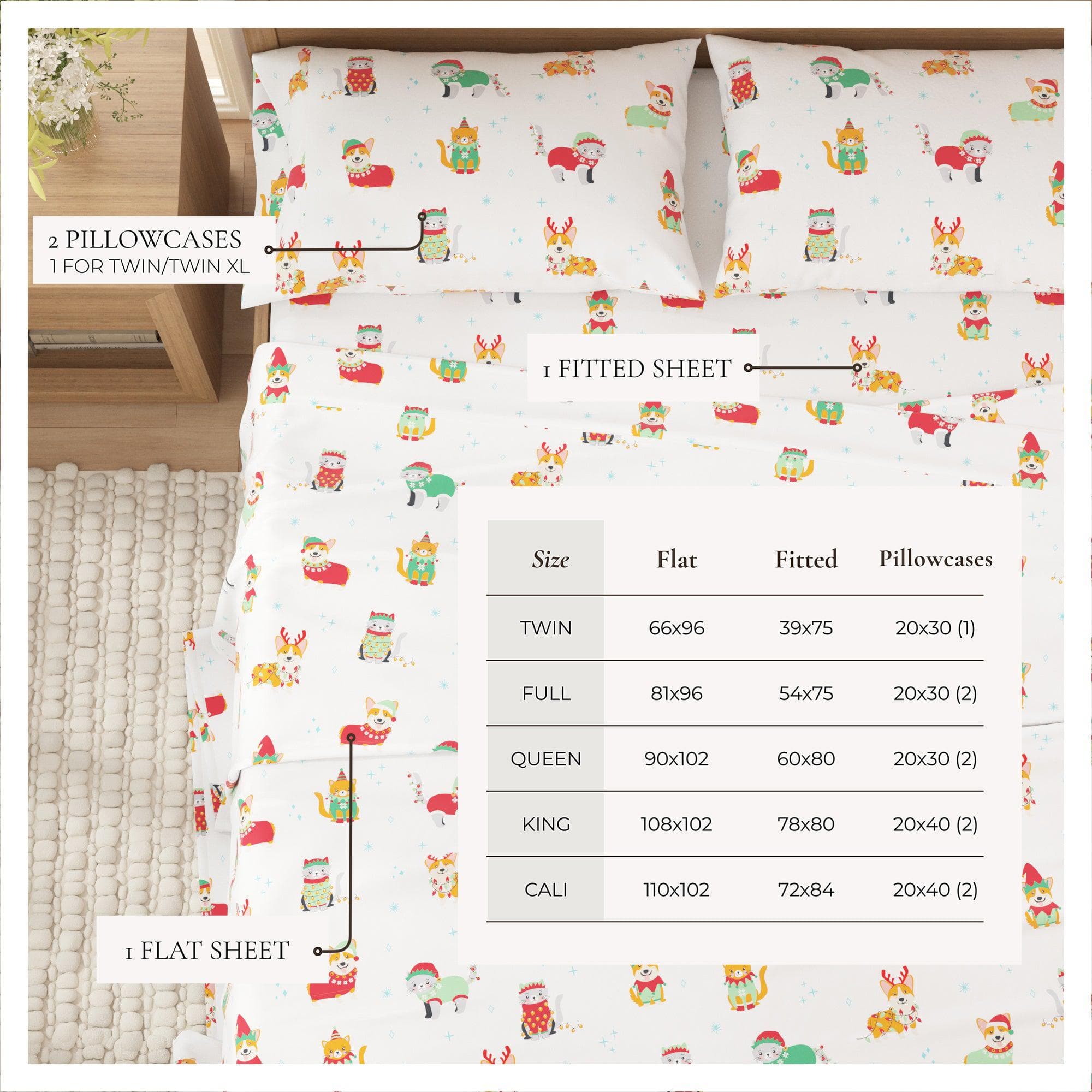 4-Piece Turkish Cotton Christmas Flannel Sheet - Christmas Sheets