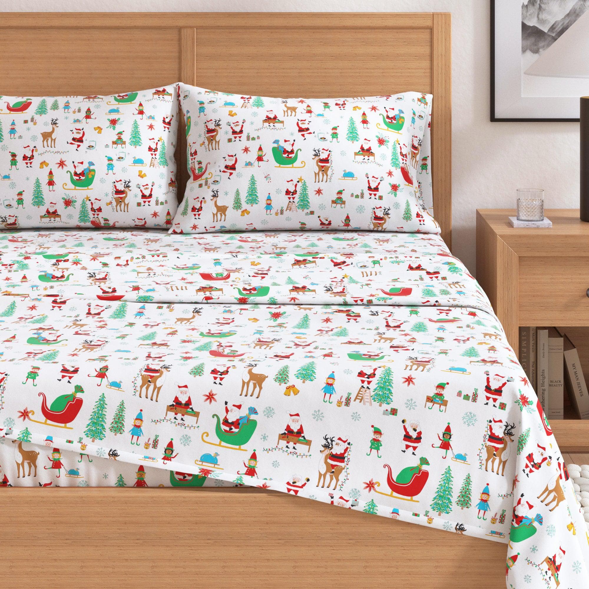 4-Piece Turkish Cotton Christmas Flannel Sheet - Christmas Sheets