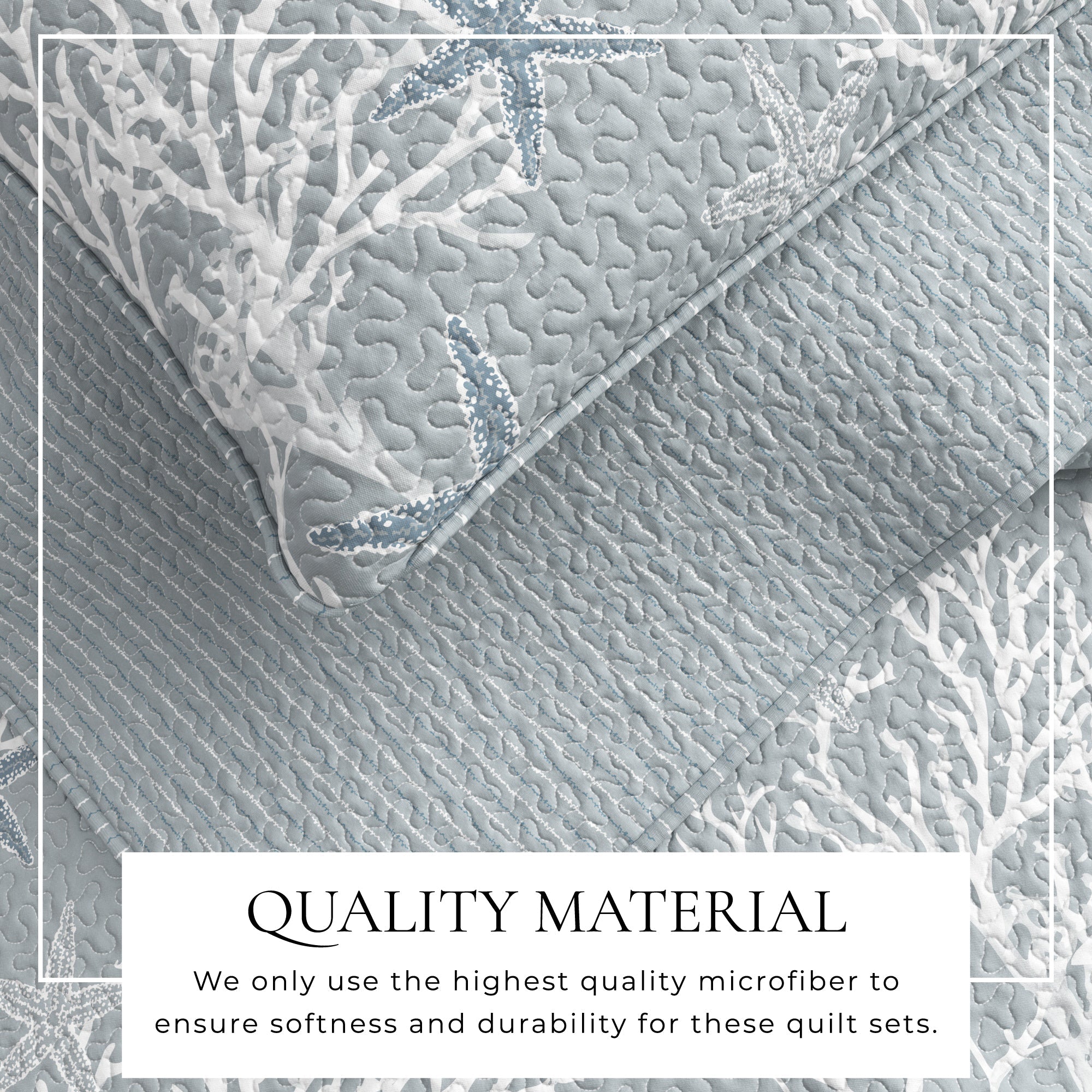 Fenwick Teal Coral Quilt Set - Coastal Quilts