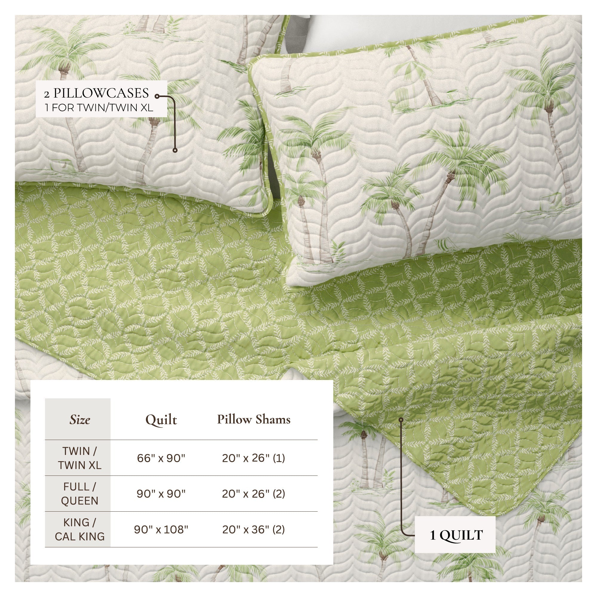 West Palm Trees Coastal Quilt Set - Tropical Coastal Bedding