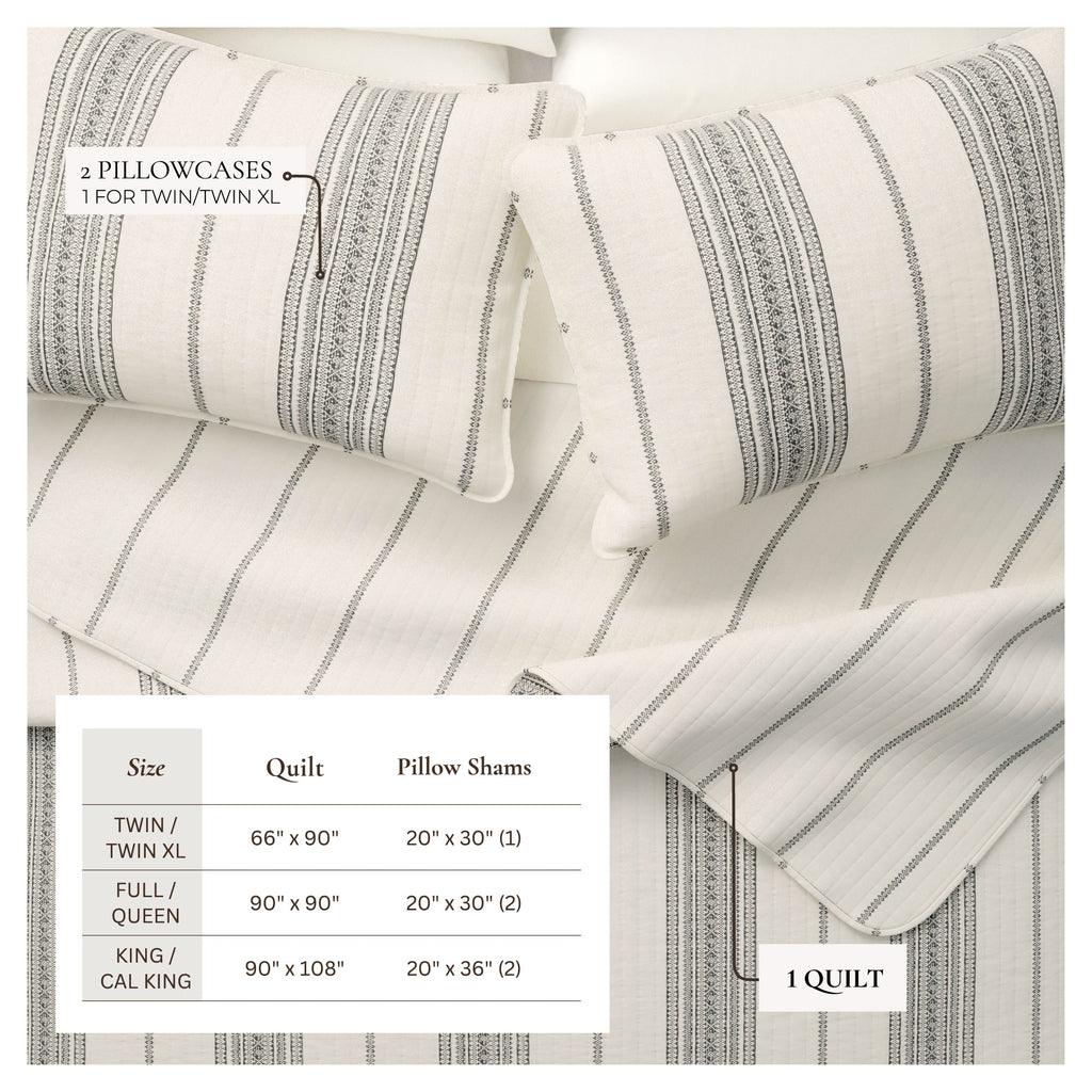 "Coastal Stripe Quilt - White Quilt With Navy, Red, Green Or Grey Stripes"