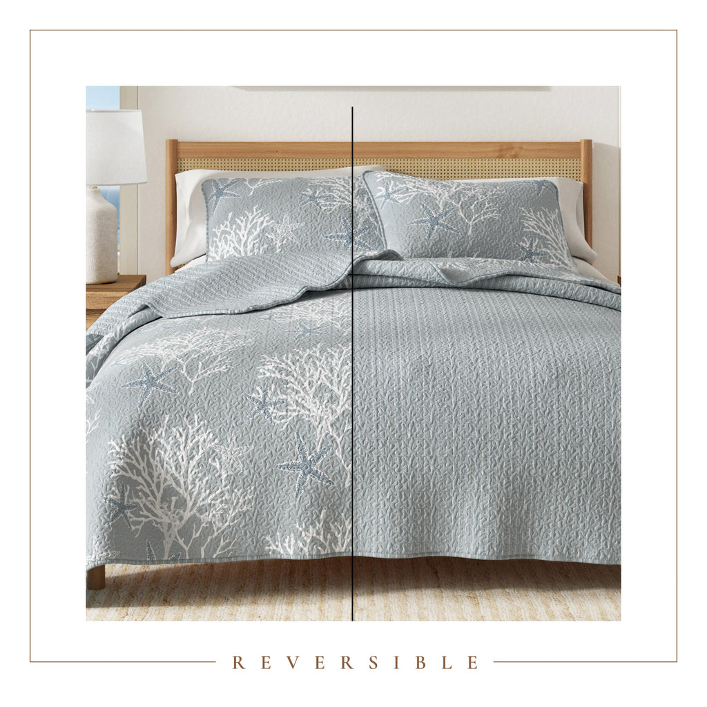 Fenwick Teal Coral Quilt Set - Coastal Quilts