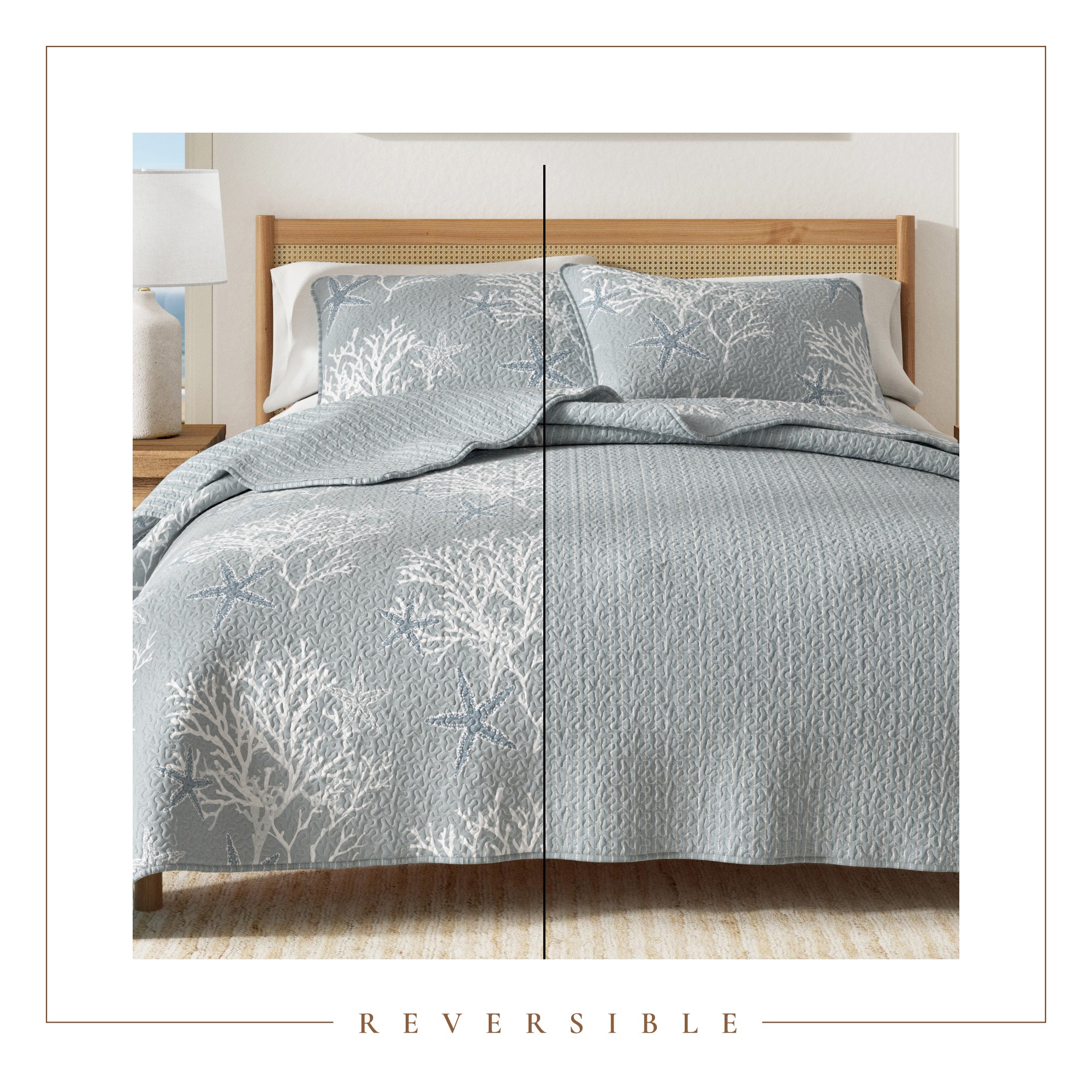 Fenwick Teal Coral Quilt Set - Coastal Quilts